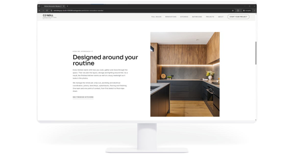 CJ Neill Construction live homepage