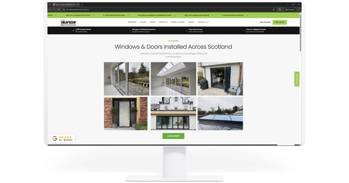 NuView live site - quote journey and CTAs