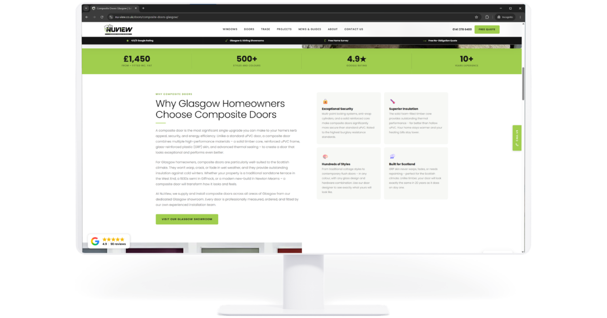 NuView website - built to convert