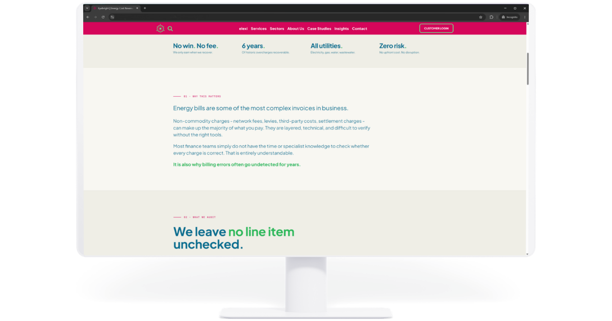 Energy consultancy rebuilt pages