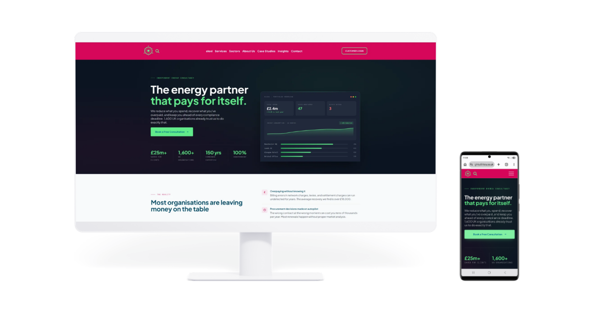 Energy consultancy website homepage