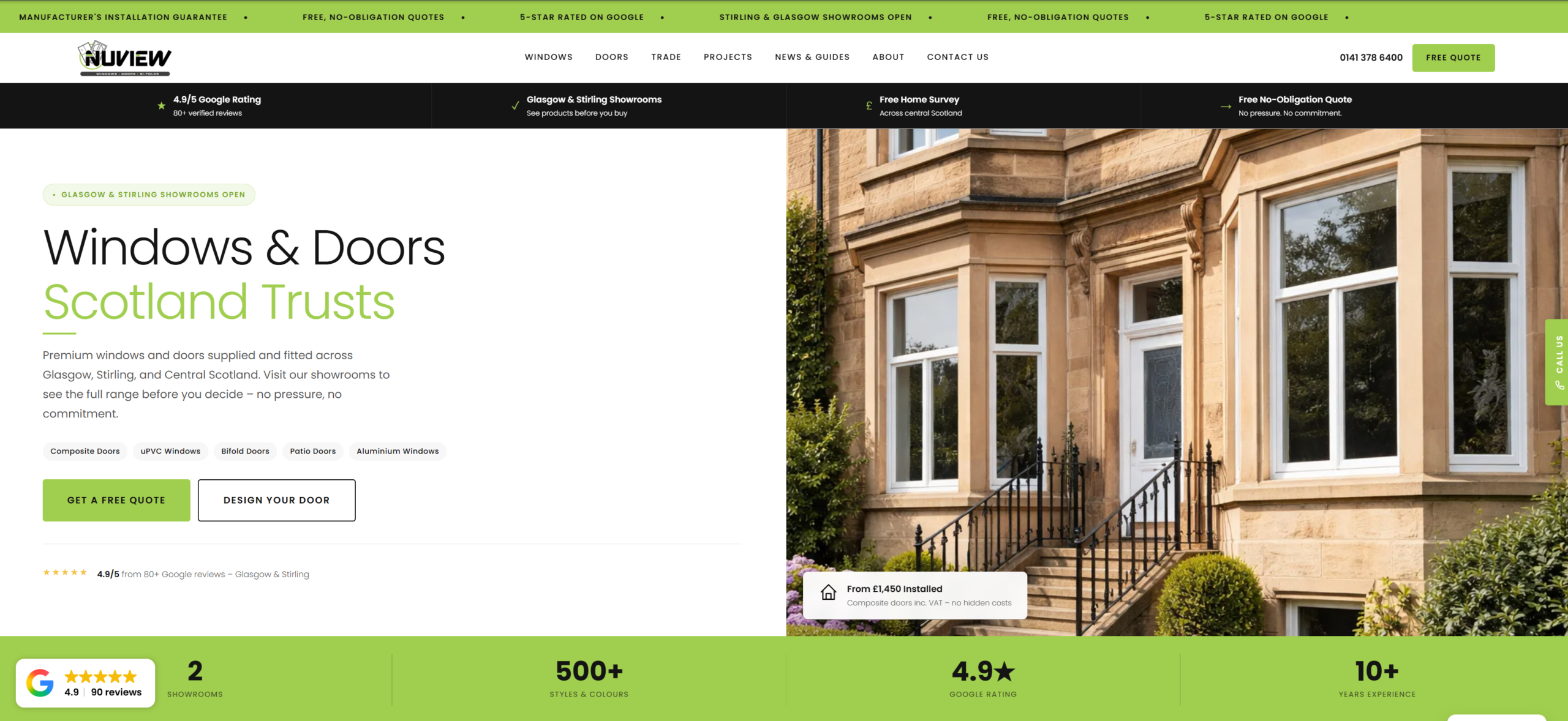 NuView Windows and Doors website homepage