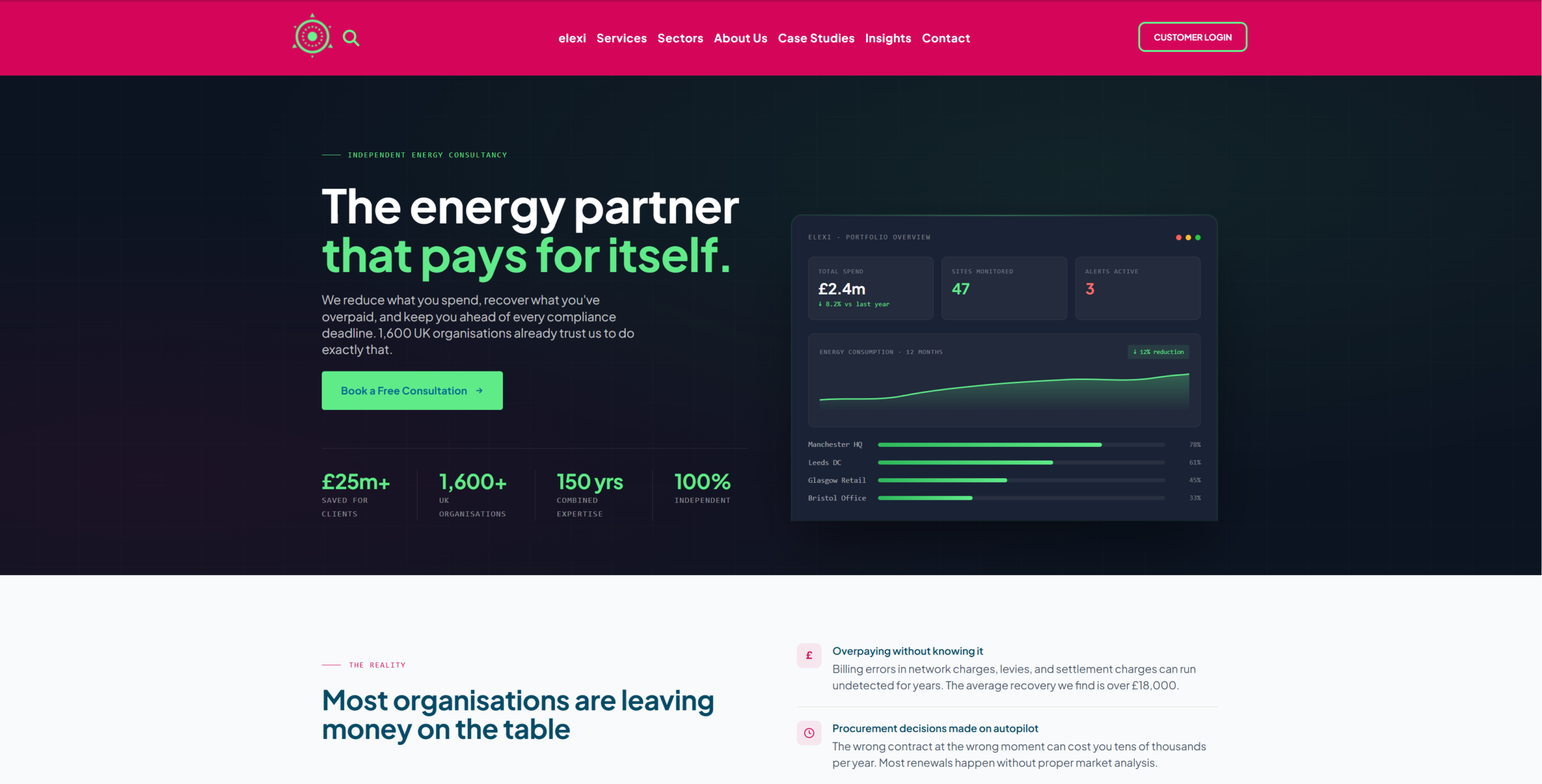 Energy consultancy website homepage