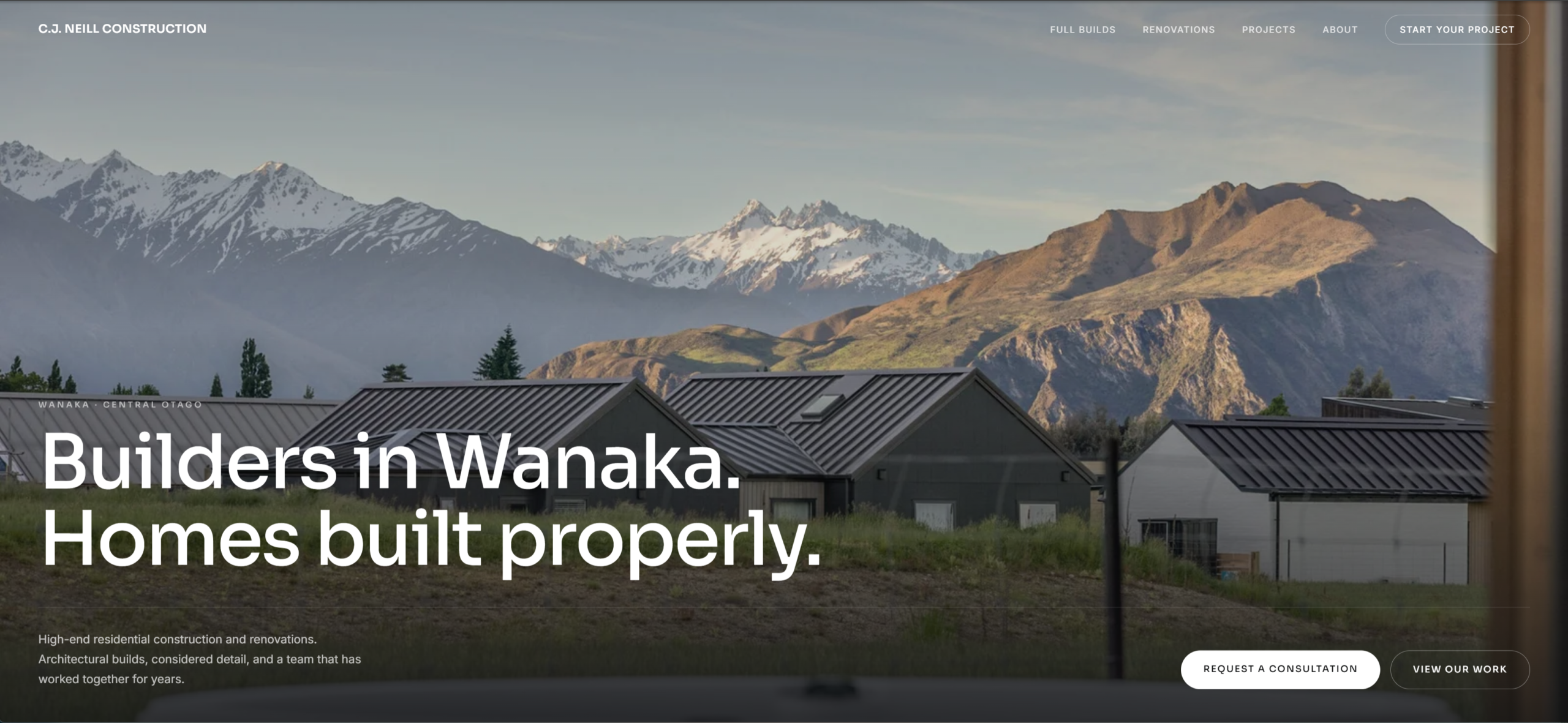 CJ Neill Construction website homepage